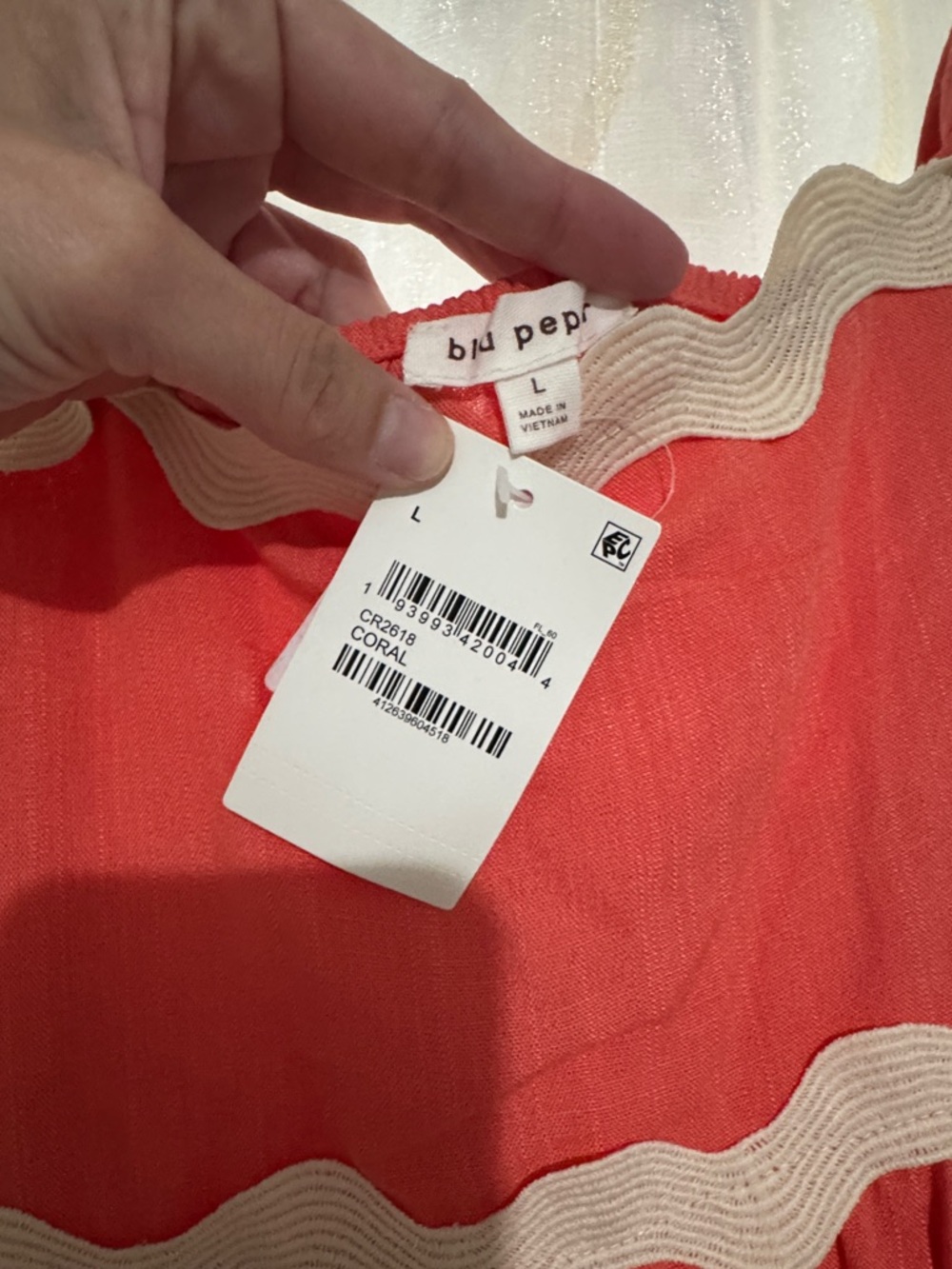 Blu Pepper Coral Maxi Dress with White Trim - Picture 2 of 2